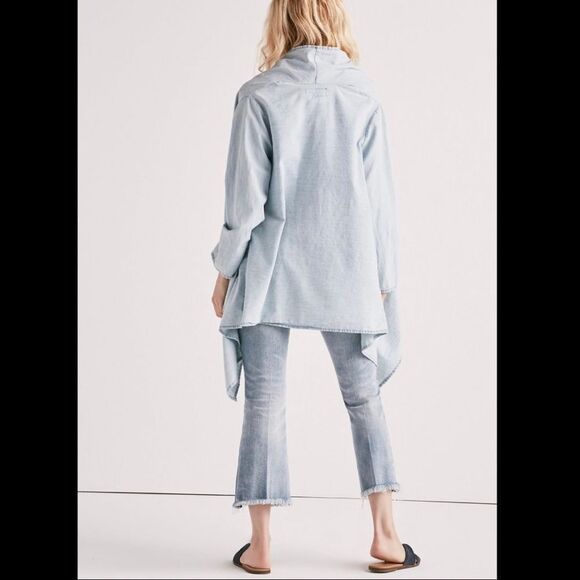 Lucky brand Hemp Boho Blue Cotton Blend knotted drape Swim open Topper Jacket S - Picture 4 of 7